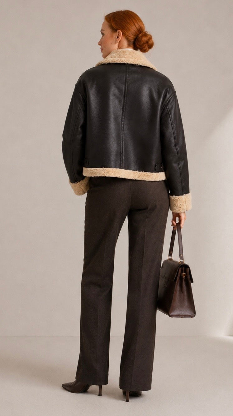 blouson aviateur femme chocolat dos gilles de beaumont