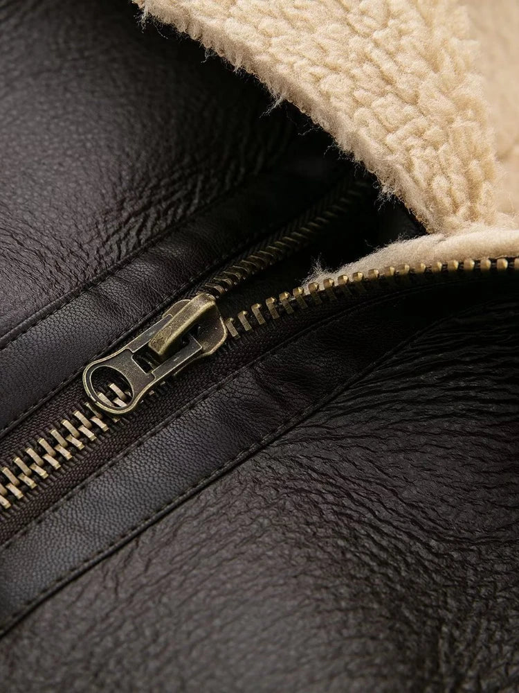 blouson aviateur femme chocolat detail fermeture.jpg
