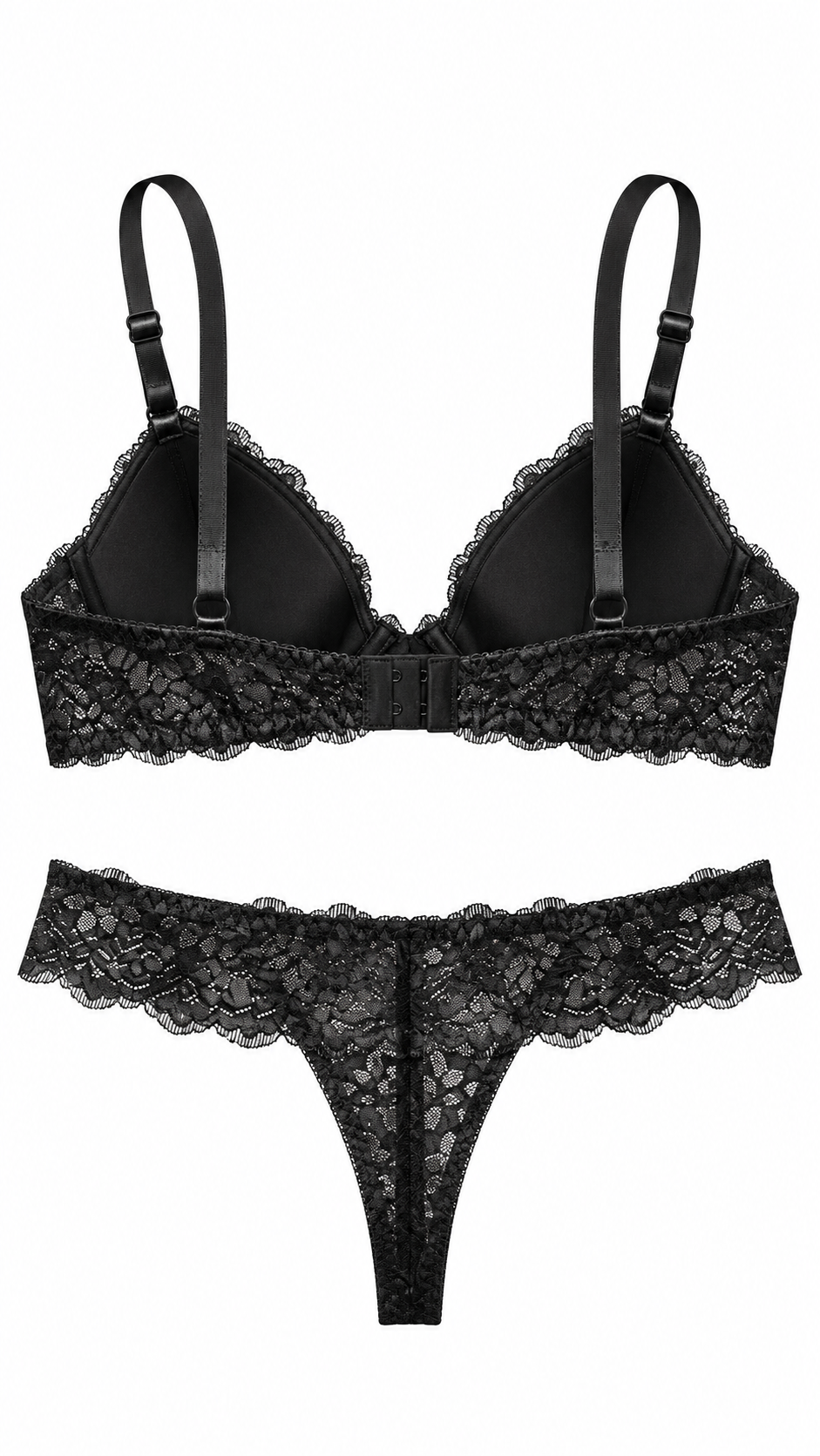 Ensemble lingerie noir en dentelle vue dos – Désir Précieux – Gilles de Beaumont