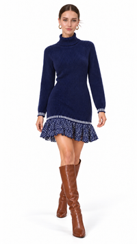 Robe pull femme en maille jacquard Éclat Rétro – visuel 1 – Gilles de Beaumont