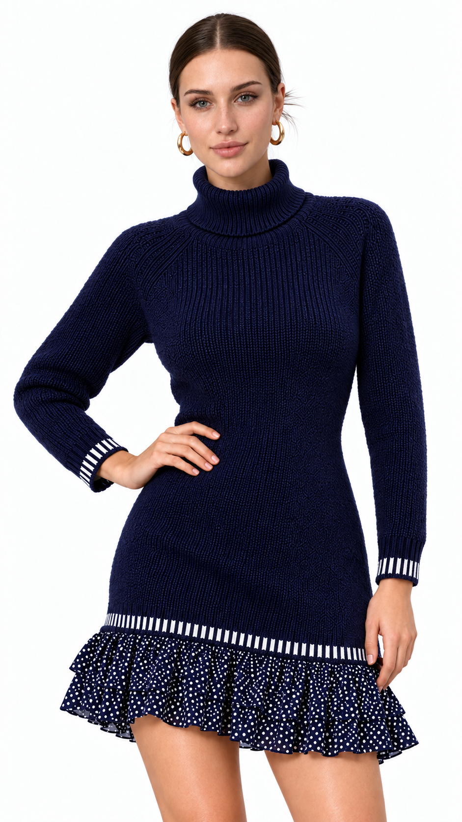 Robe pull femme en maille jacquard Éclat Rétro – visuel 2 – Gilles de Beaumont