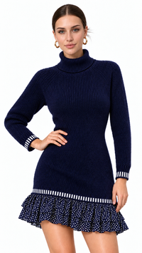 Robe pull femme en maille jacquard Éclat Rétro – visuel 2 – Gilles de Beaumont