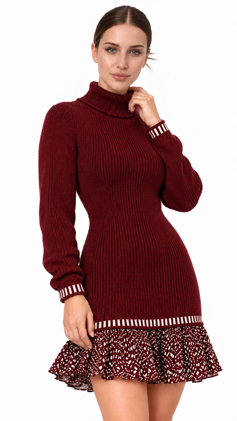 Robe pull femme en maille jacquard Éclat Rétro – visuel 5 – Gilles de Beaumont