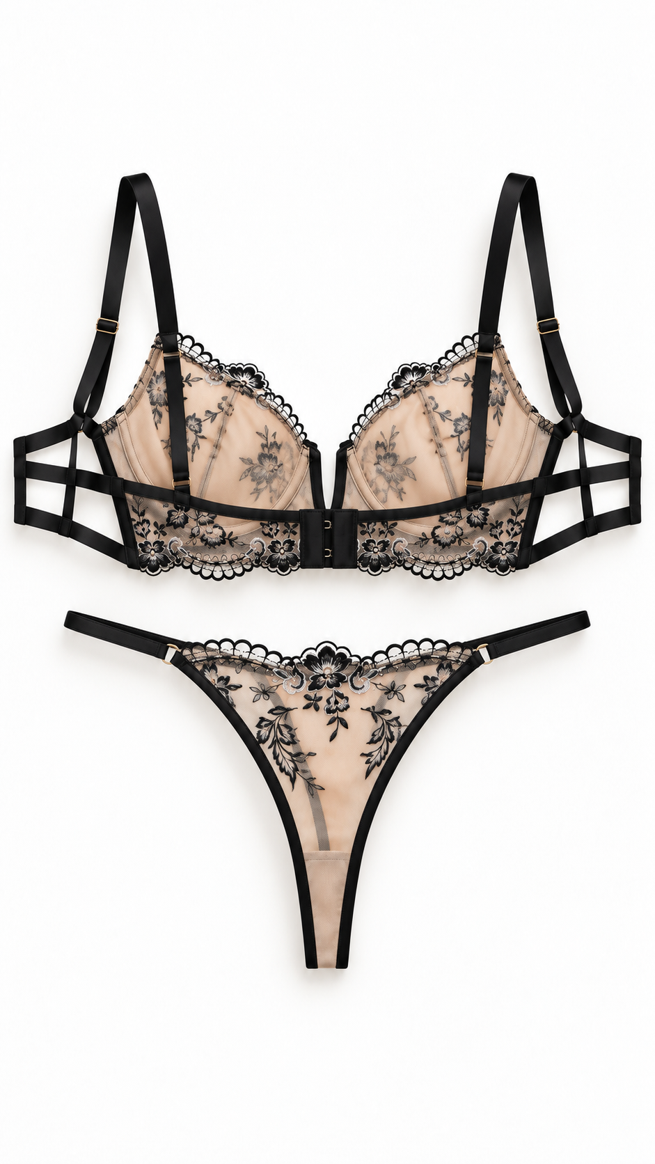 Ensemble lingerie femme noir et nude – vue de dos – Gilles de Beaumont