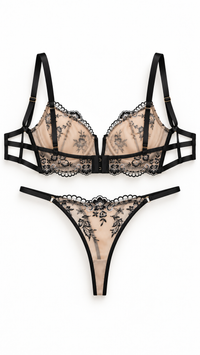 Ensemble lingerie femme noir et nude – vue de dos – Gilles de Beaumont