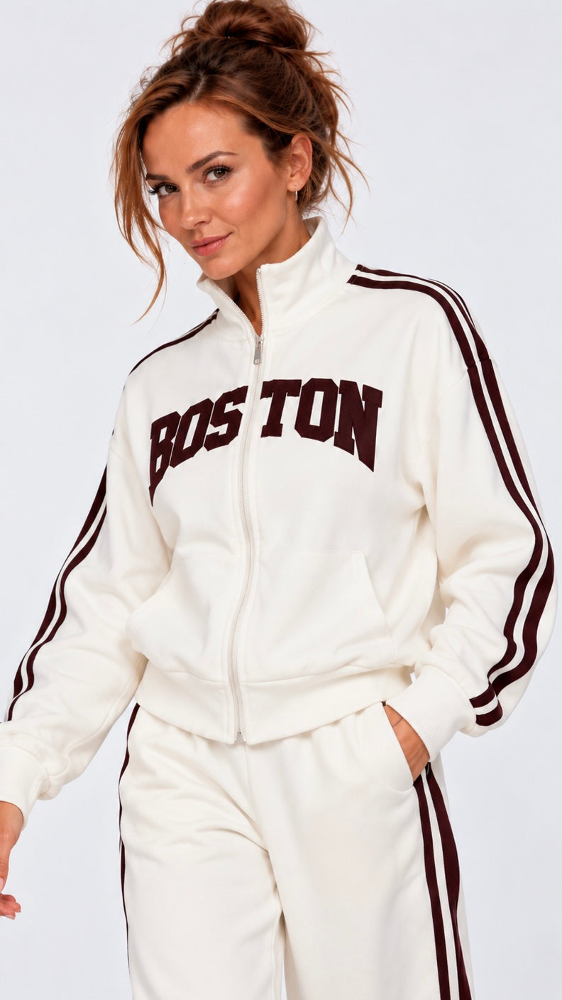 Ensemble femme Épure Ivoire – détail sweatshirt – Gilles de Beaumont