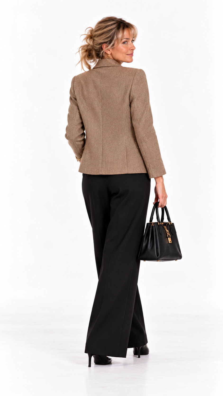 Blazer femme court en laine mélangée Héritage Gris – coloris gris – Gilles de Beaumont