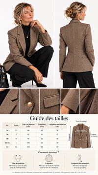 Blazer femme court en laine mélangée Héritage Gris – coloris marron – Gilles de Beaumont