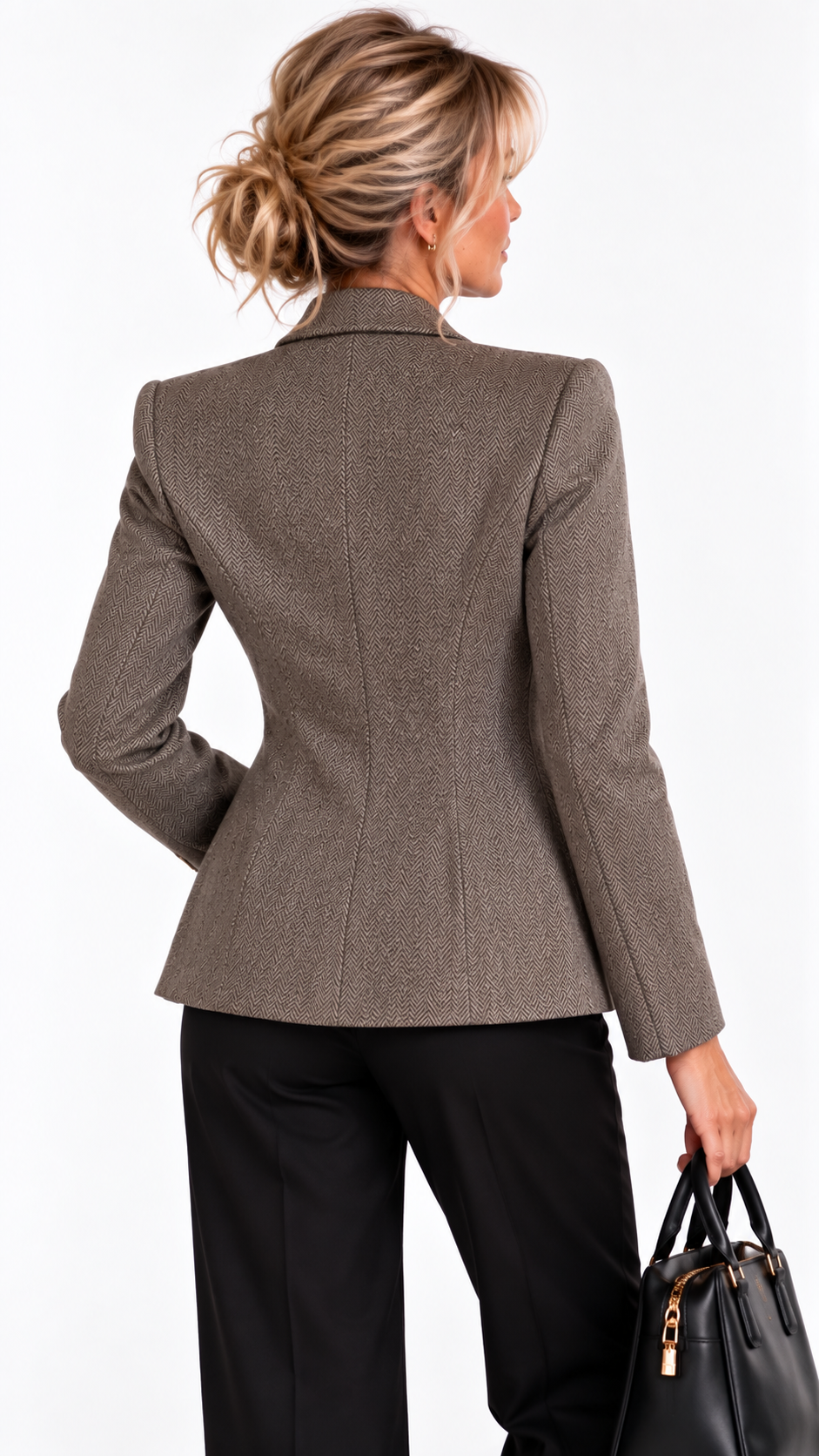 Blazer femme court en laine mélangée Héritage Gris – vue de profil – Gilles de Beaumont