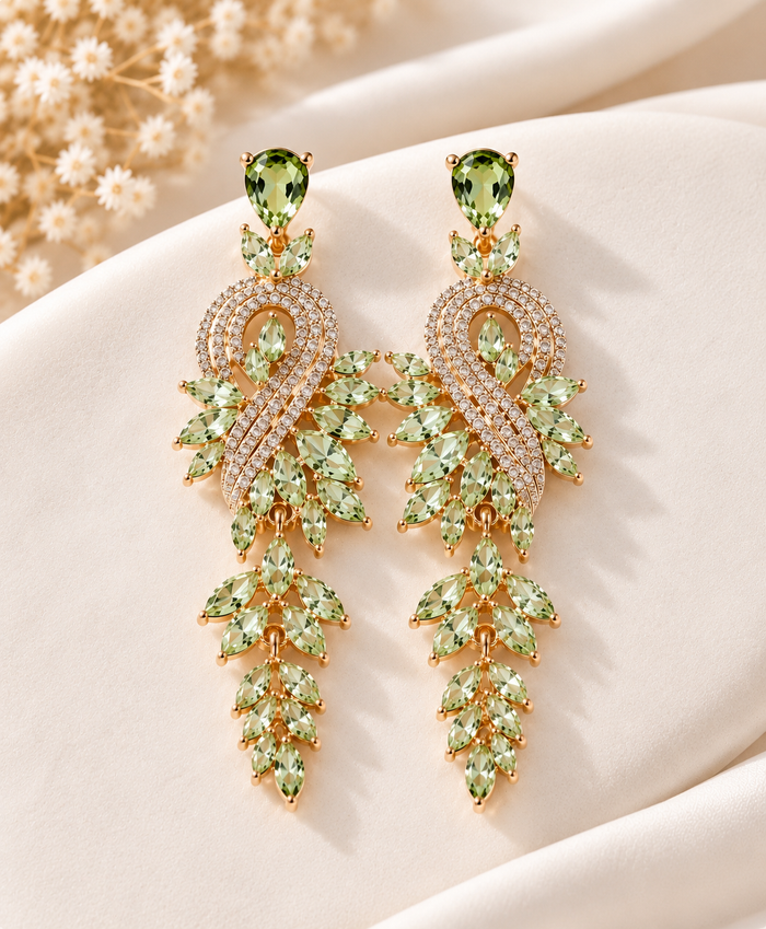 Boucles d’oreilles pendantes en cristaux Jardin Précieux – présentation – Gilles de Beaumont