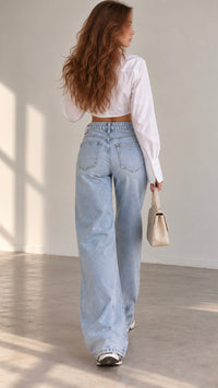 Jean bleu extra-long femme Denim Majesté aperçu de dos