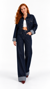 Ensemble femme en denim Ligne Indigo – vue de face – Gilles de Beaumont