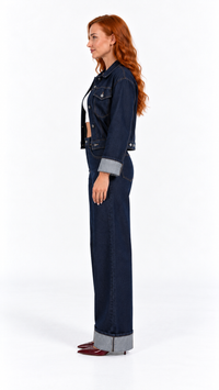 Ensemble femme en denim Ligne Indigo – vue portée – Gilles de Beaumont